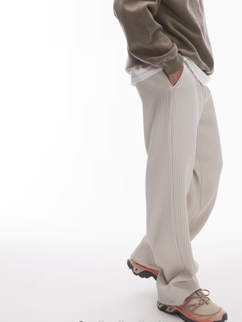 Asos Topman wide leg plisse pants in light stone- Sz XL